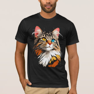 Kleurrijke Kattengezicht T-shirt | Levendig Feline