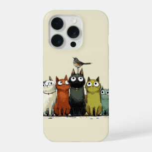 Kleurrijke Kattengroep – Schattige Whimsical Kat K iPhone 15 Pro Case