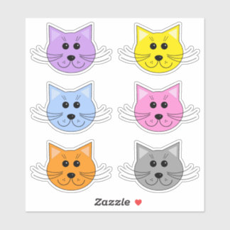 Kleurrijke kattenkoppen vlakken klauw Cartoon set Sticker