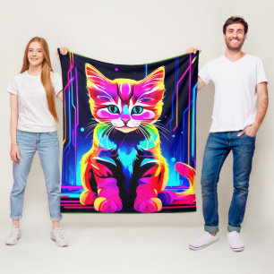 Kleurrijke kattenkunst fleece deken