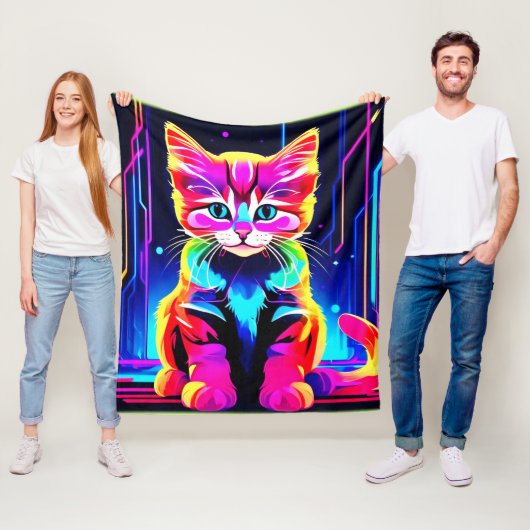 Kleurrijke kattenkunst fleece deken (In situ)