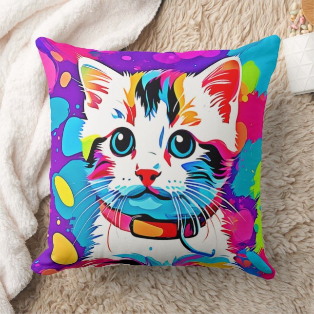 Kleurrijke Kattenkunst Kussen (Deken)