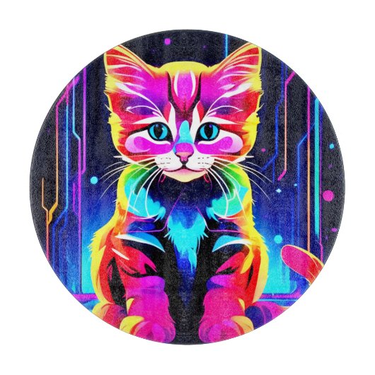 Kleurrijke kattenkunst snijplank (Voorkant)