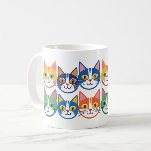 Kleurrijke kattenmetgezellen koffiemok (Voorkant links)