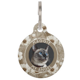 Kleurrijke kattenmoeder cadeau Anemoonprint Huisdierpenning