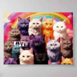 Kleurrijke kattenmuurdecoratie voor katteliefhebbe poster