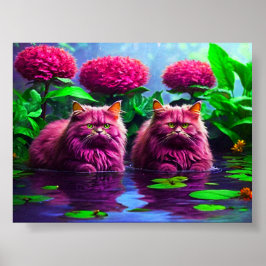 Kleurrijke kattenmuurdecoratie voor kattenliefhebb poster