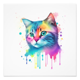 Kleurrijke kattenmuurkunst foto afdruk