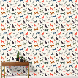 Kleurrijke kattenpatroon Elegante Crème Trendy Chi Behang