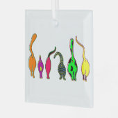 Kleurrijke kattenpeuken glas ornament (Voorkant links)