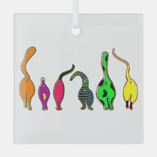 Kleurrijke kattenpeuken glas ornament (Voorkant)