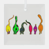 Kleurrijke kattenpeuken glas ornament (Achterkant)