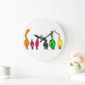 Kleurrijke kattenpeuken grote klok (Huis)