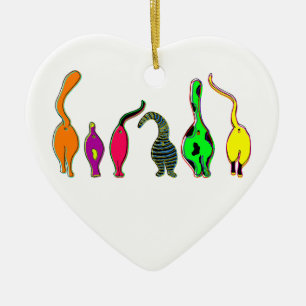 Kleurrijke kattenpeuken keramisch ornament