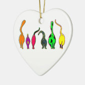 Kleurrijke kattenpeuken keramisch ornament (Links)