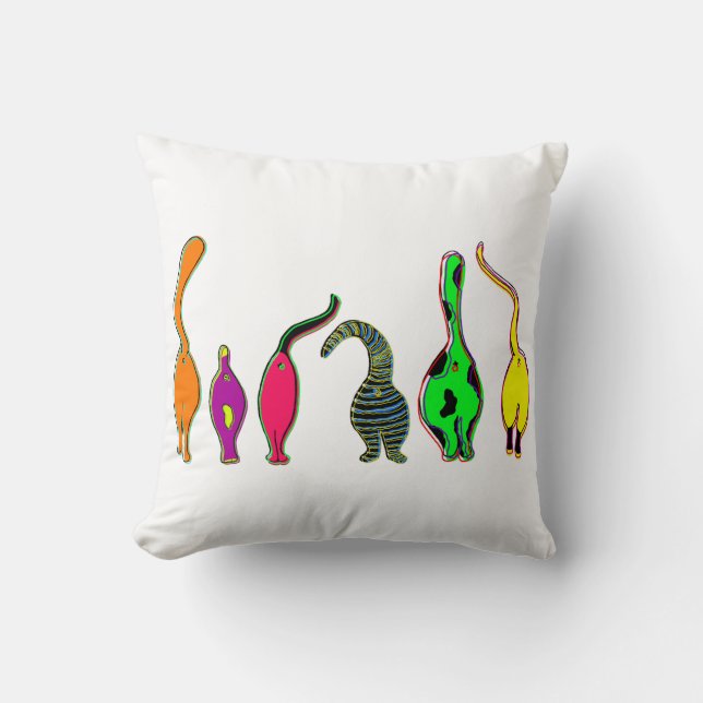 Kleurrijke kattenpeuken kussen (Voorkant)