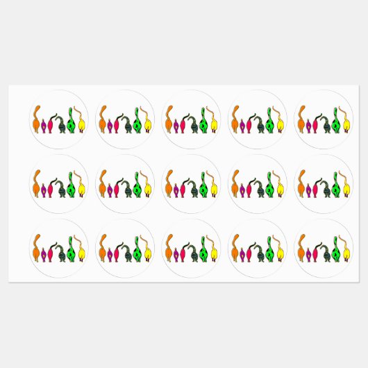Kleurrijke kattenpeuken labels (Vel)