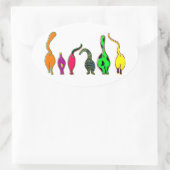 Kleurrijke kattenpeuken ovale sticker (Tas)
