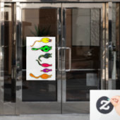 Kleurrijke kattenpeuken raamsticker (Kantoordeur)