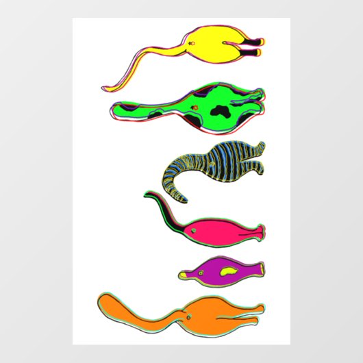 Kleurrijke kattenpeuken raamsticker (Vel)