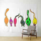 Kleurrijke kattenpeuken wandkleed (In Situ (horizontaal))