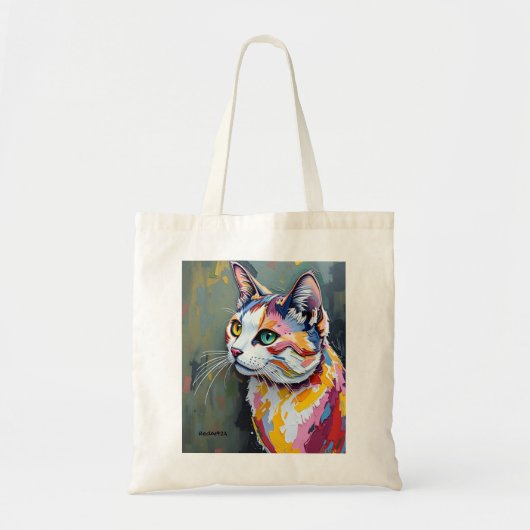 Kleurrijke Kattenportret Tote Bag (Voorkant)