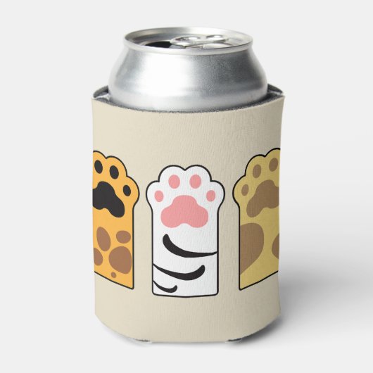 Kleurrijke kattenpoten blikjeskoeler (Blikje Voorkant)
