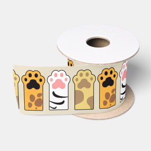 Kleurrijke kattenpoten satijnen lint