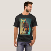 Kleurrijke Kattenrobot T-shirt (Voorkant volledig)