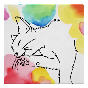 Kleurrijke Kattenschets Perfect Poster