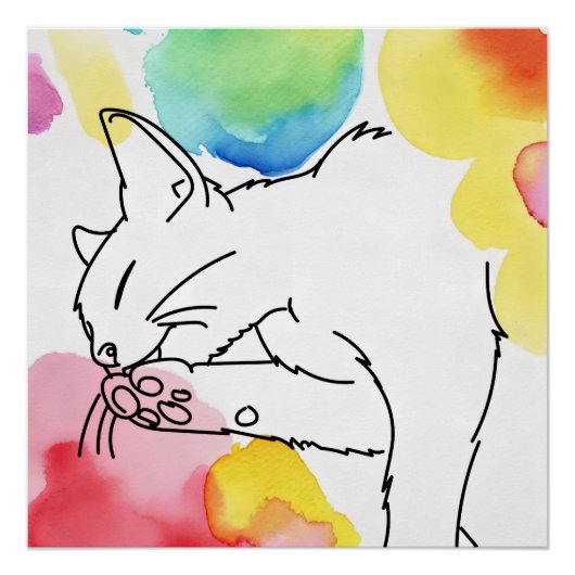 Kleurrijke Kattenschets Perfect Poster (Voorkant)