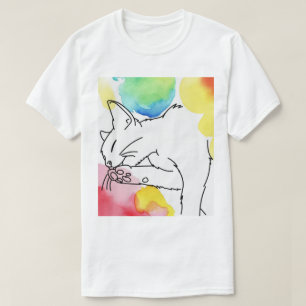 Kleurrijke Kattenschets T-shirt