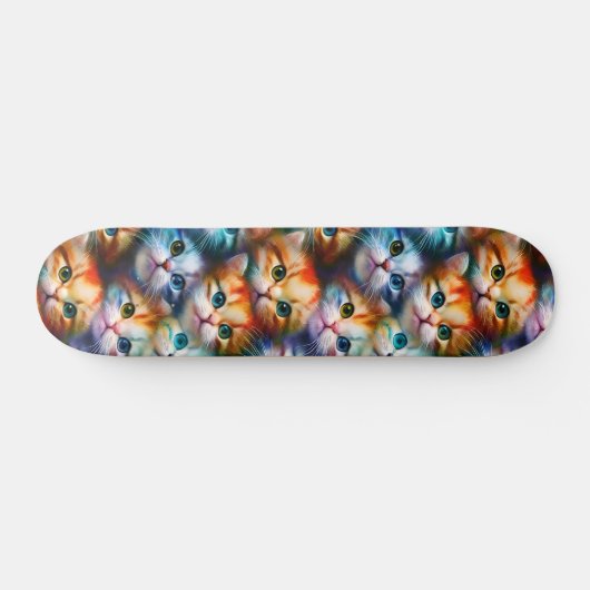 Kleurrijke kattenstaafillustratie Kat-klepjes Persoonlijk Skateboard (Horizontaal)