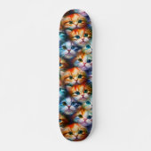 Kleurrijke kattenstaafillustratie Kat-klepjes Persoonlijk Skateboard (Voorkant)