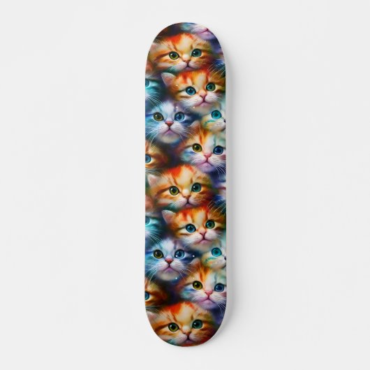 Kleurrijke kattenstaafillustratie Kat-klepjes Persoonlijk Skateboard (Voorkant)
