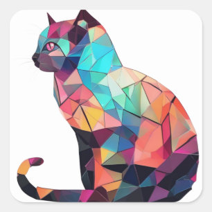Kleurrijke Kattenstickers Vierkante Sticker