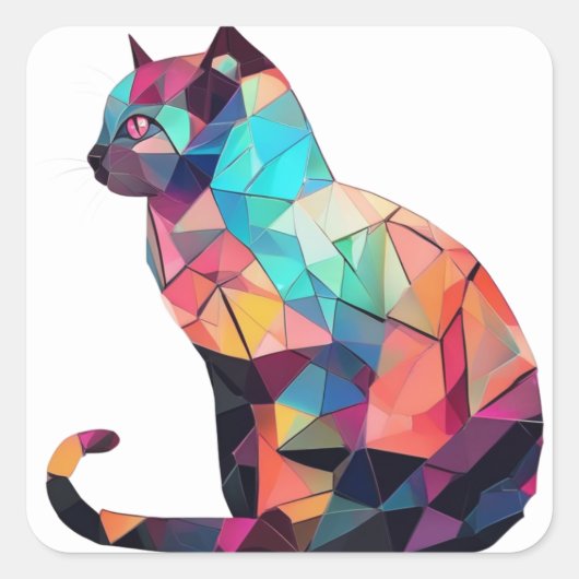 Kleurrijke Kattenstickers Vierkante Sticker (Voorkant)
