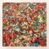 Kleurrijke kauwgom glazen onderzetter (Voorkant)