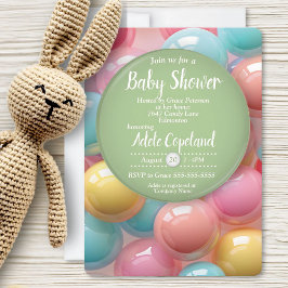 Kleurrijke kauwgom snoep kalligrafie baby shower kaart