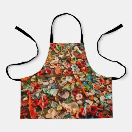 Kleurrijke kauwgomkunst schort