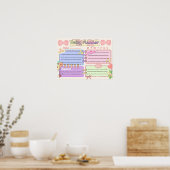 kleurrijke kawaii dagelijkse planner poster (Keuken)