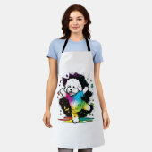 Kleurrijke Kawaii Dancing Bichon Schort (Gedragen)