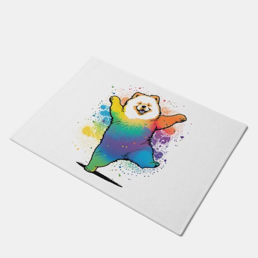 Kleurrijke Kawaii Dancing Chow Chow Deurmat (Schuin)