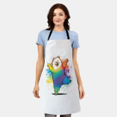 Kleurrijke Kawaii Dancing Chow Chow Schort (Gedragen)