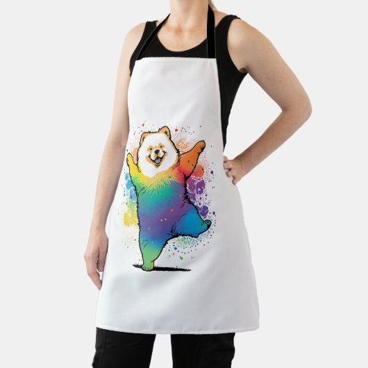 Kleurrijke Kawaii Dancing Chow Chow Schort (Insitu)