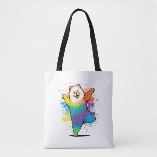 Kleurrijke Kawaii Dancing Chow Chow Tote Bag (Voorkant)