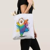 Kleurrijke Kawaii Dancing Chow Chow Tote Bag (Dichtbij)