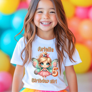 Kleurrijke kawaii fee vlinder verjaardag  t-shirt