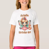 Kleurrijke kawaii fee vlinder verjaardag t-shirt (Voorkant)