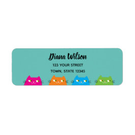 Kleurrijke Kawaii Katten Retouradres Etiket